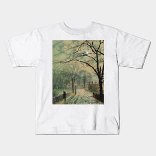 A Moonlit Stroll, Bonchurch, Isle of Wight by John Atkinson Grimshaw Kids T-Shirt